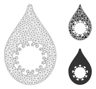 Virus Drop Vector Mesh 2D Model and Triangle Mosaic Icon Stock Illustration