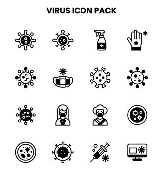 Virus DuoTone Set Icons Pack Stock Illustration