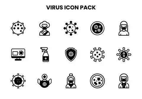 Virus DuoTone Set Icons Pack Stock Illustration