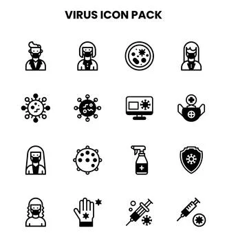 Virus DuoTone Vector Icons Pack 库存插图