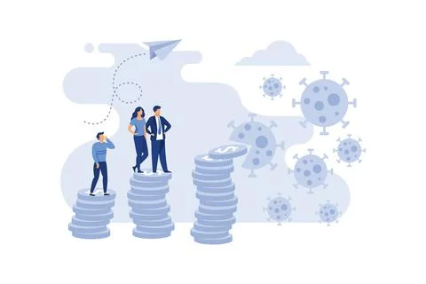 Virus eat coins stack metaphor of corona effect on dollar and exchange. Illus Stock Illustration