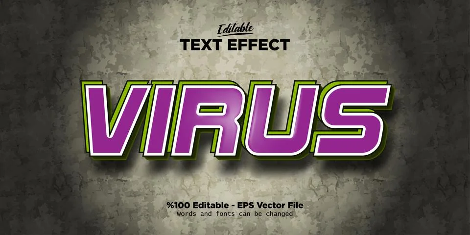 VIRUS editable text effects Illustrazione stock
