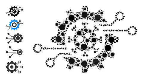 Virus Electronics Gear Icon - Coronavirus Composition And Additional Icons Illustrazione stock