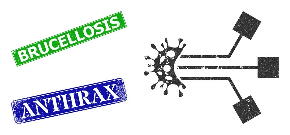 Virus Electronics Scratched Icon and Scratched Brucellosis Badge Stock Illustration