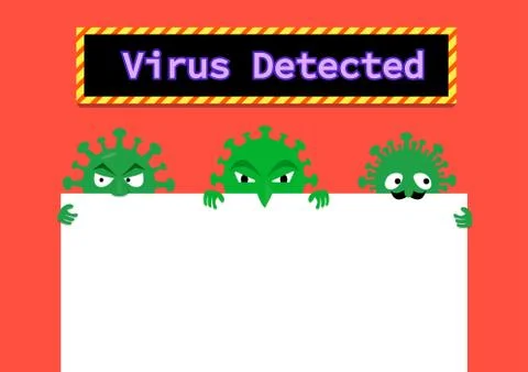 Virus in Email and  document with space, vector Stock Illustration