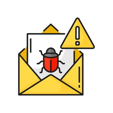 Virus in email, cyber attack computer bug message イラスト素材