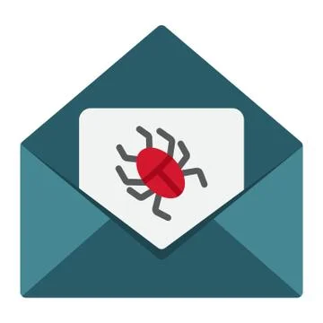 Virus in email flat icon, spam and security Stock Illustration