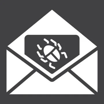 Virus in email solid icon, spam and security Stock Illustration