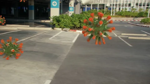 Virus on empty parking at mall 3D render animation Stock Footage 128668860