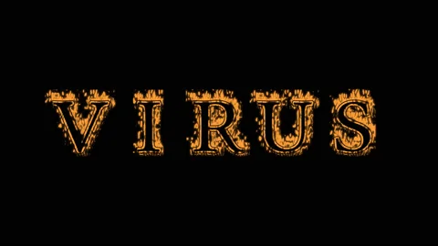 Virus fire text effect black background Stock Footage 136151851