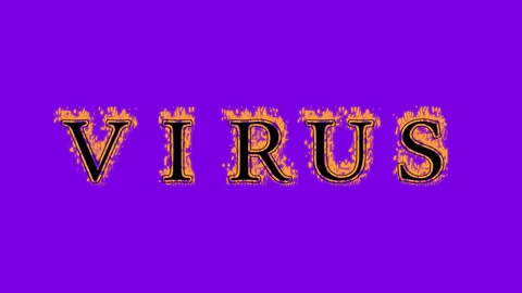 Virus fire text effect violet background Stock Footage 136151853