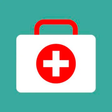 Virus first aid help kit box icon white blue Stock Illustration