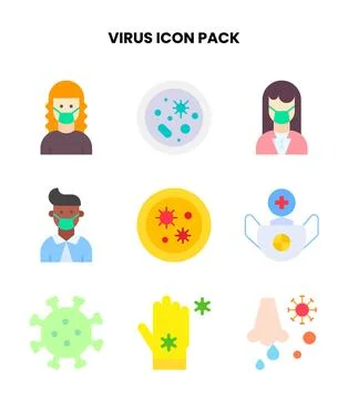 Virus Flat Bundle Icons Pack Stock Illustration