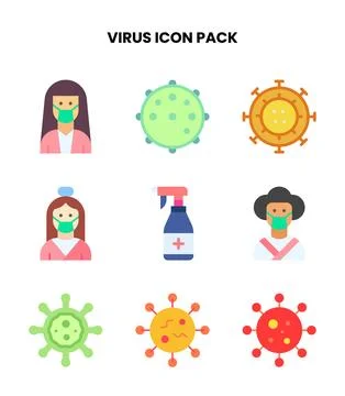 Virus Flat Design Icons Pack Stock Illustration