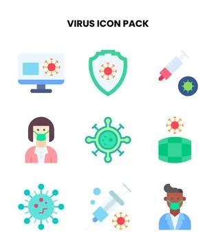 Virus Flat Icons Pack Stock Illustration
