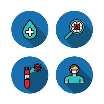 Virus flat icons set, vector color illustration Stock Illustration