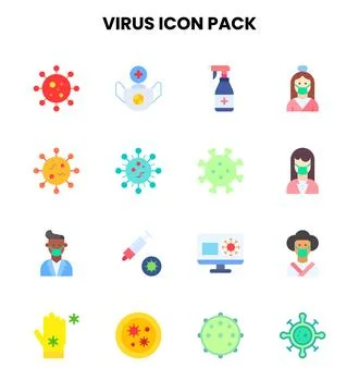 Virus Flat Set Icons Pack Stock Illustration