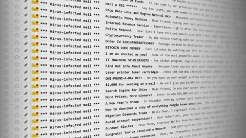 Virus folder full ang linear scroll down slow Stock Footage 284654047