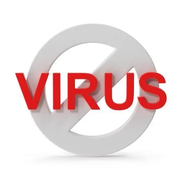 Virus forbidden red text inside a no entry sign antivirus concept イラスト素材