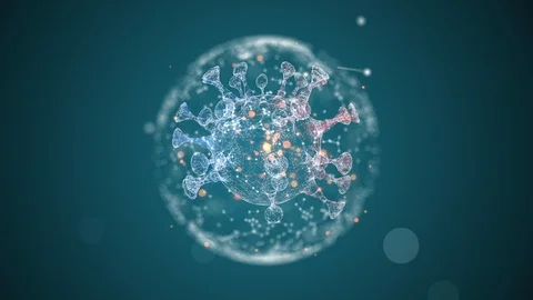 Virus forming inside translucent sphere with alpha channel over blue shade Stock Footage 127246713