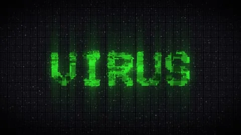 VIRUS Glitch Text Animation,  old tv vhs glitch Stock Footage 233001322