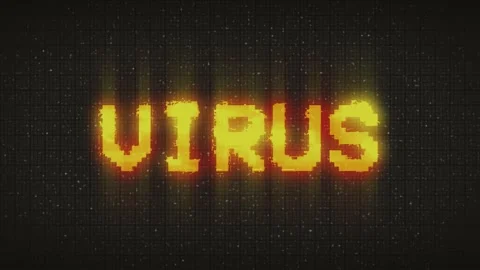 VIRUS Glitch Text Animation,  old tv vhs glitch Stock Footage 233002145