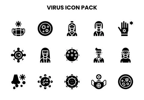 Virus Glyph Set Icons Pack Stock-Illustration