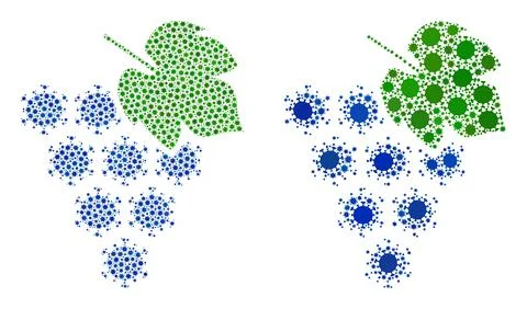 Virus Grape Bunch Icon - Collage with Covid Biological Hazard Infection Items Illustrazione stock