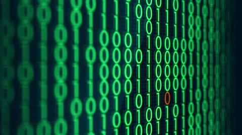 Virus Hacking into Infected Computer Binary Code - Side Angle Stock Footage 68683036