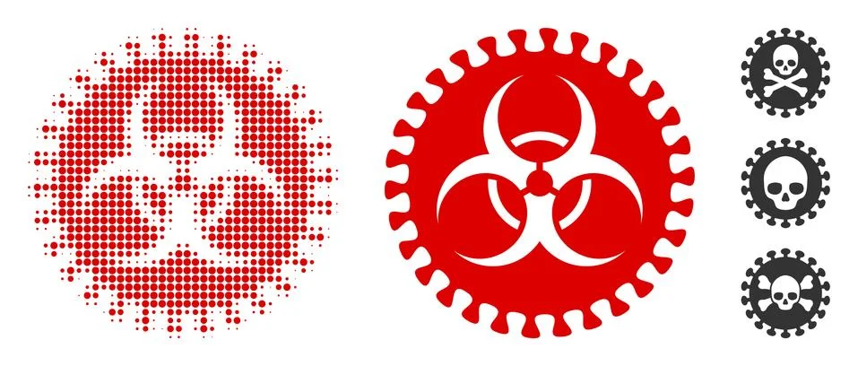 Virus Hazard Halftone and Solid Icon Stock Illustration