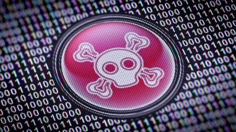 Virus icon. Binary code ( array of bits ) in the screen. Looping footage Stock Footage 110602800