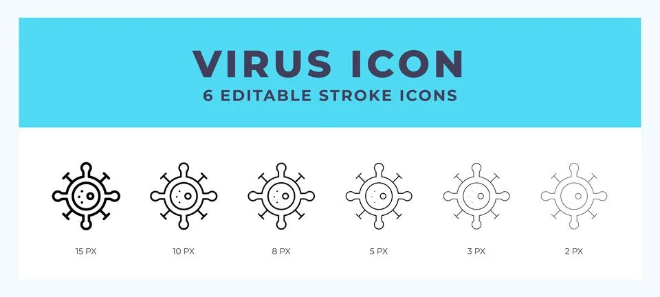 Virus icon. Editable stroke line icon vector illustration. イラスト素材