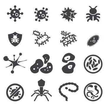 Virus icon set Stock Illustration
