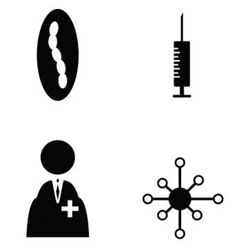 Virus icon set Illustrazione stock