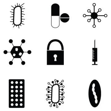 Virus icon set Illustrazione stock