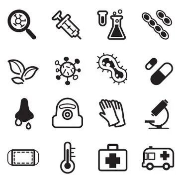 Virus icon set Illustrazione stock