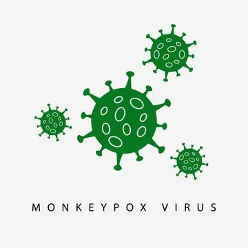 Virus icon sign monkeypox in green color. Pox virus concept. Vector clipart i Stock Illustration