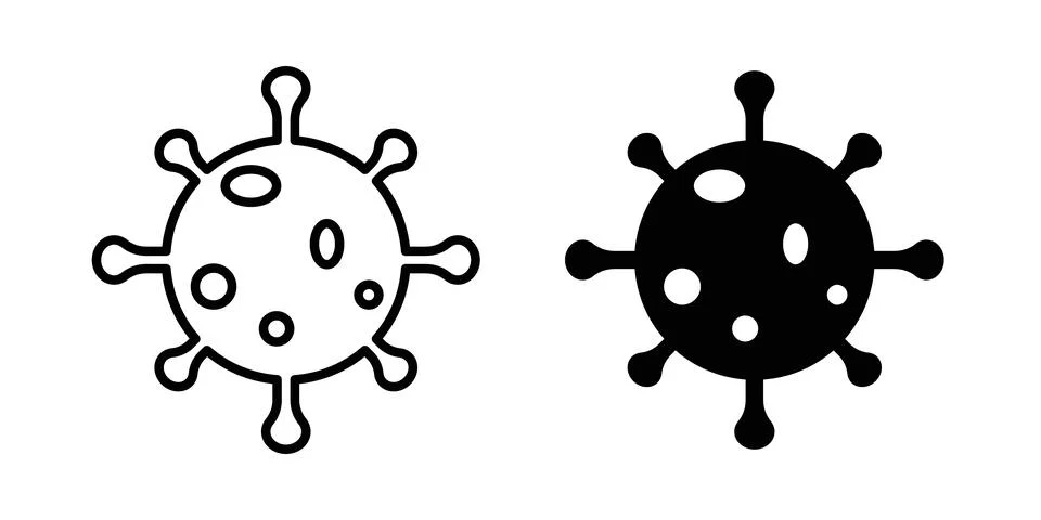 Virus icon thin line and clipart style vector set Stock Illustration
