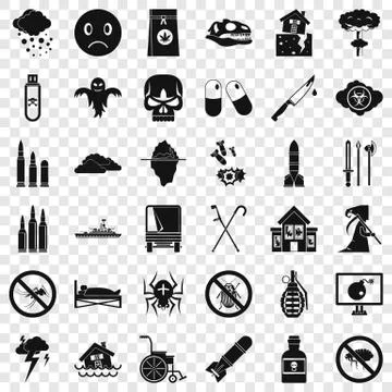 Virus icons set, simple style Illustrazione stock