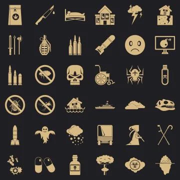 Virus icons set, simple style Illustrazione stock