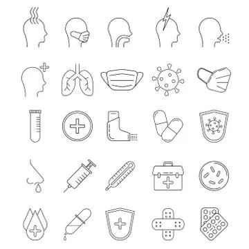 Virus icons thinline Stock Illustration