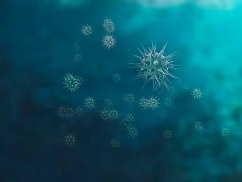 Virus illustration with blue background Stock Illustration