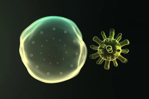 Virus infecting a cell Stock Illustration