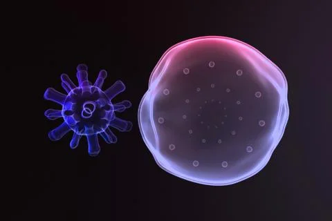 Virus infecting a cell Stock Illustration