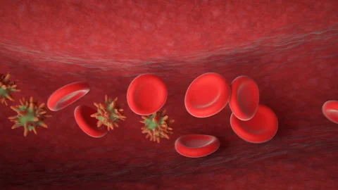 Virus infection visualisation 3D render animation Stockbeeldmateriaal 128668779