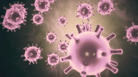Virus infection visualization. Coronavirus 2019-nCoV pathogen cells inside Stock Footage 129720167