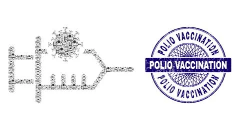 Virus Inoculation Recursion Collage of Virus Inoculation Items and Scratched Stock Illustration