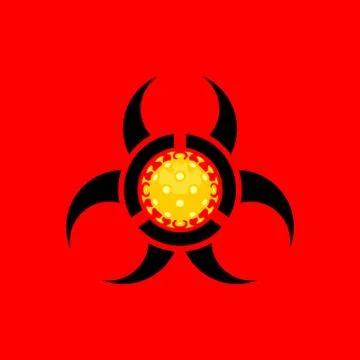 Virus inside biohazard sign flat style illustration Stock Illustration