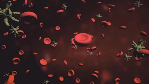 Virus inside organism. Microscopic Virus cell living among healthy cells. High Stock Illustration