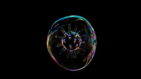 Virus inside Soap Bubble with Matte Stock Footage 128461589
